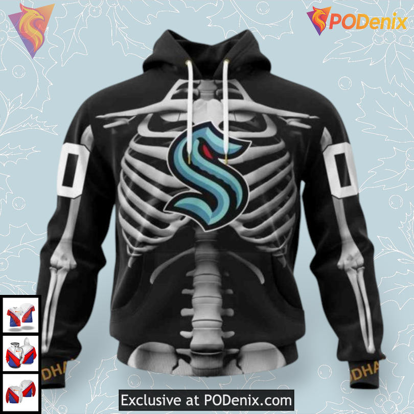Halloween Skeleton Costume Concept NHL Seattle Kraken Unisex Hoodie 3D