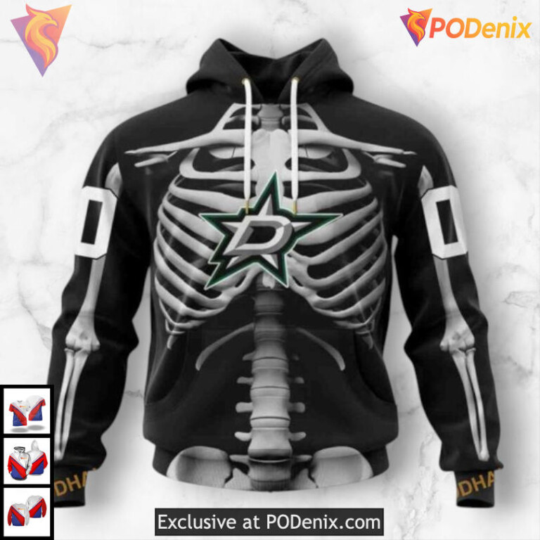 Halloween Skeleton Costume Custom Number Dallas Stars Hoodie 3D Hoodie