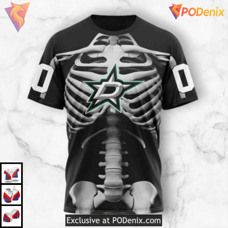Halloween Skeleton Costume Custom Number Dallas Stars Hoodie 3D Hoodie - 2