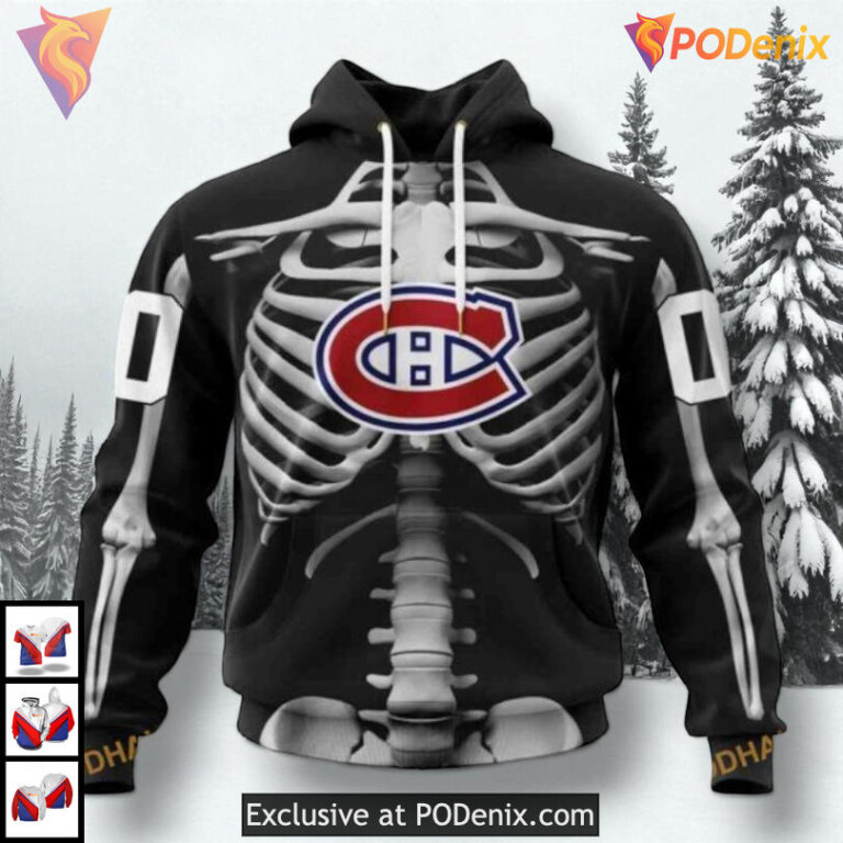 Halloween Skeleton Costume Edition NHL Montreal Canadiens Winter Hoodie 3D