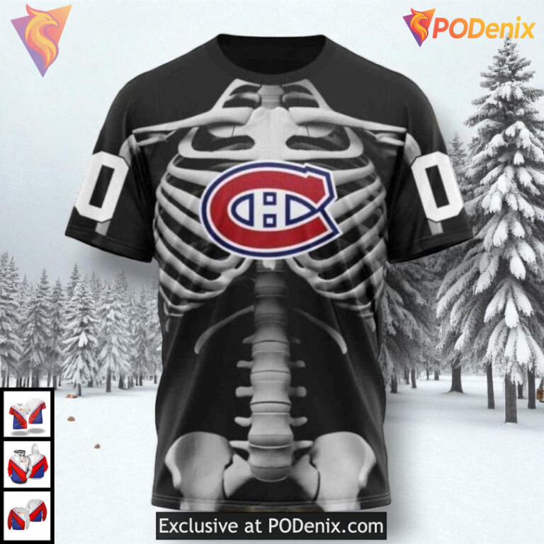 Halloween Skeleton Costume Edition NHL Montreal Canadiens Winter Hoodie 3D - 2