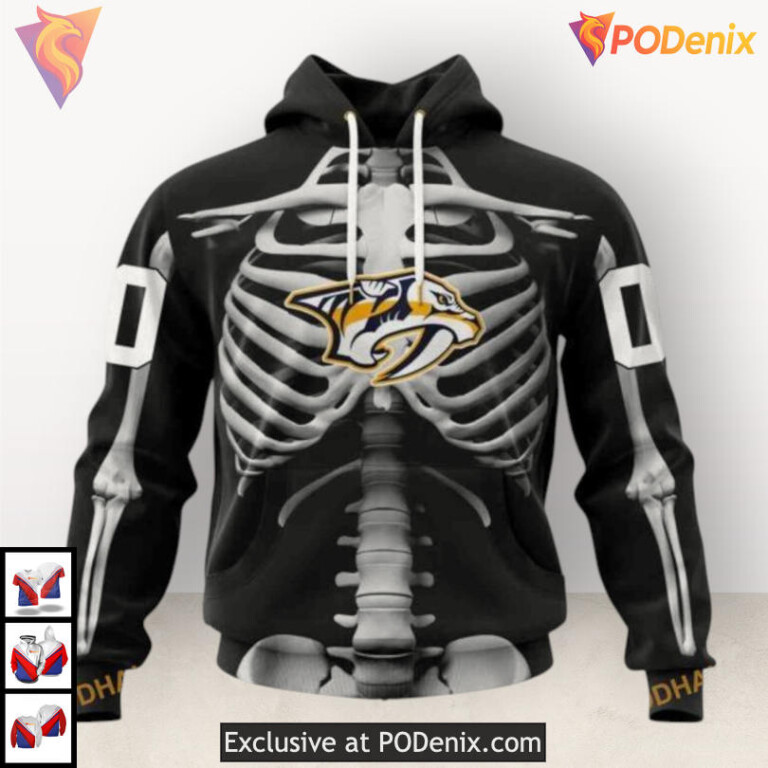Halloween Skeleton Costume Style Nashville Predators Youth Hoodie Custom 3D