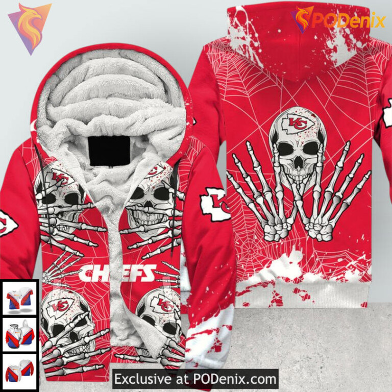 Halloween Skull Design Kansas City Chiefs Hoodies For Men, 3D Zip Up Apparel - 2
