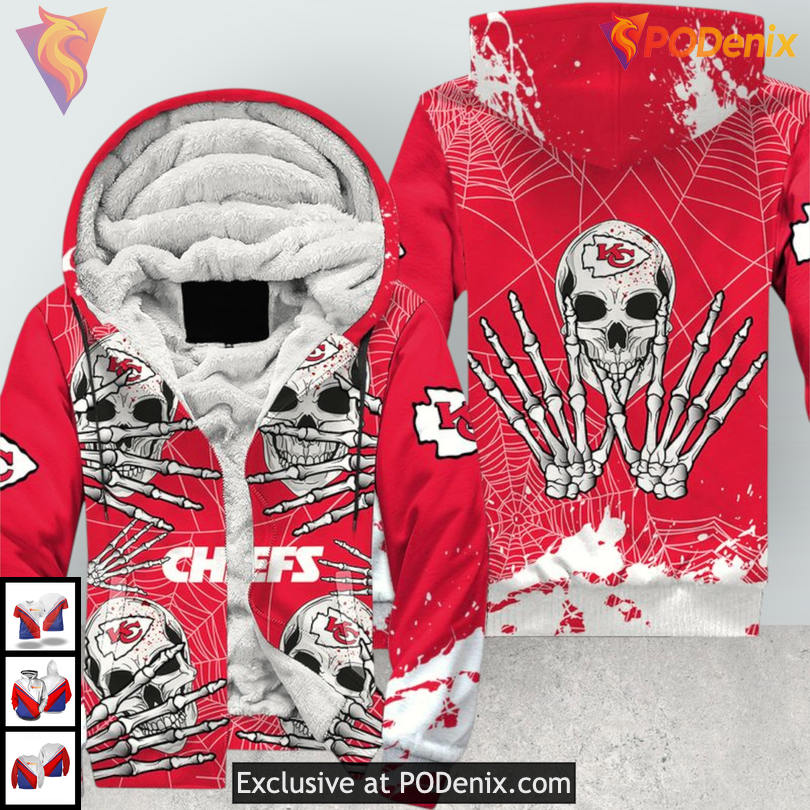 Halloween Skull Design Kansas City Chiefs Hoodies For Men, 3D Zip Up Apparel Halloween Skull Design Kansas City Chiefs Hoodies For Men, 3D Zip Up Apparel