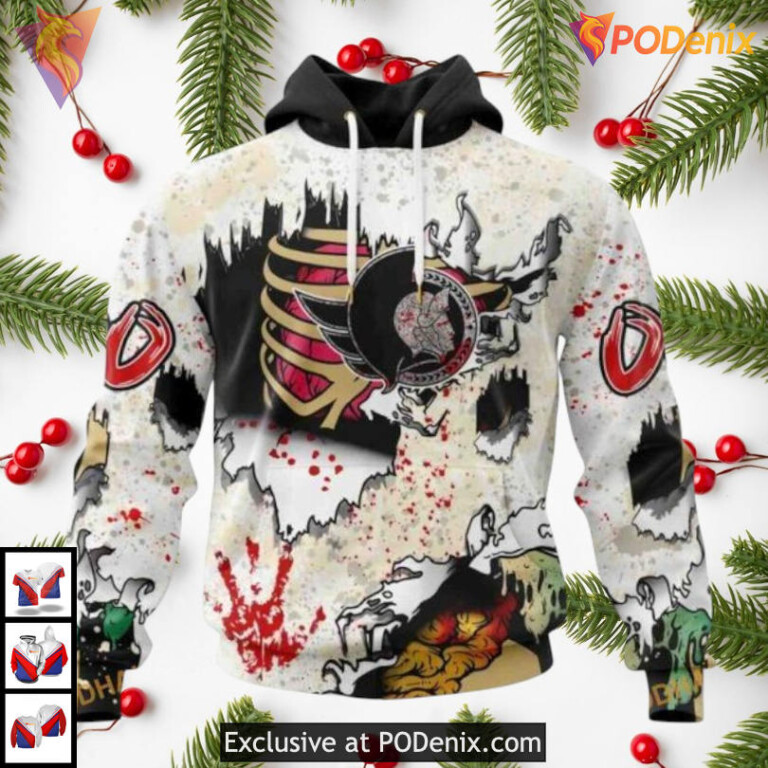 Halloween Zombie Costume Edition NHL Ottawa Senators Graphic Hoodie 3D