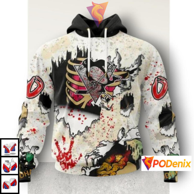 Halloween Zombie Costume Theme NHL Custom Number Pittsburgh Penguins Hoodie 3D