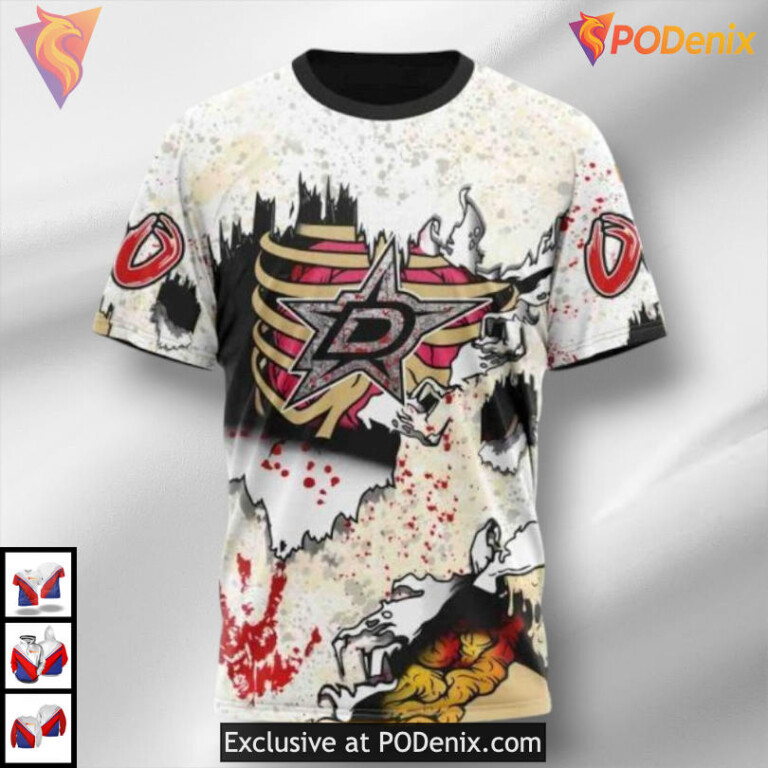 Halloween Zombie Style Artwork Dallas Stars Sweatshirt Hoodie 3D Custom Shirt - 2