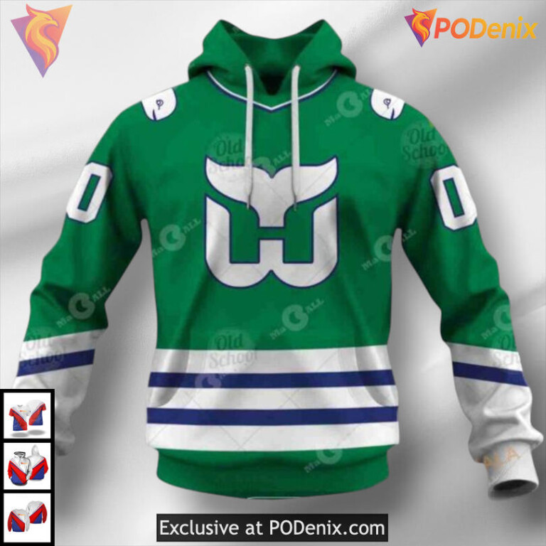 Hartford Whalers Vintage Green Carolina Hurricanes Hoodie 3D NHL Sweatshirt