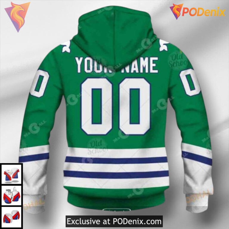Hartford Whalers Vintage Green Carolina Hurricanes Hoodie 3D NHL Sweatshirt - 1