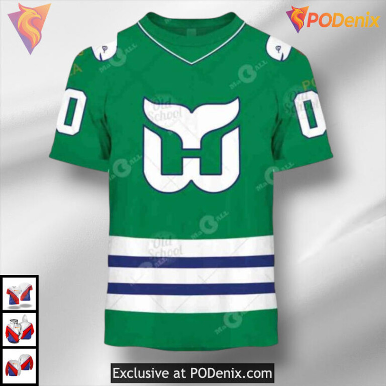 Hartford Whalers Vintage Green Carolina Hurricanes Hoodie 3D NHL Sweatshirt - 2