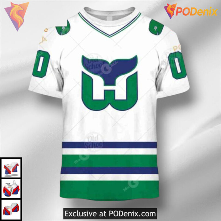 Hartford Whalers Vintage Throwback Carolina Hurricanes All Over Print Hoodie 3D - 2