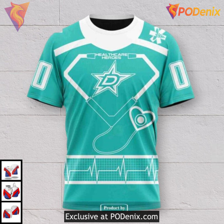 Healthcare Heroes Appreciation Custom Name Dallas Stars Hoodie 3D Edition - 2