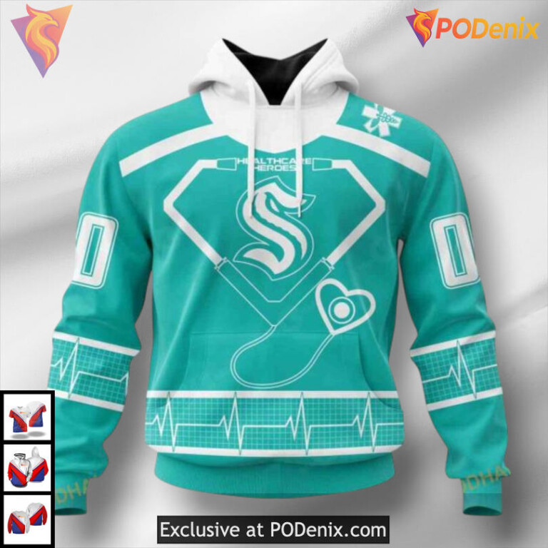 Healthcare Heroes Appreciation Edition Custom Seattle Kraken Graphic Hoodie 3D