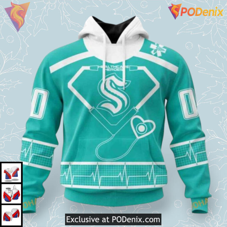 Healthcare Heroes Appreciation NHL Vintage Seattle Kraken Hoodie 3D