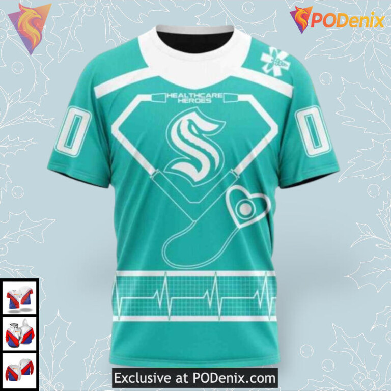 Healthcare Heroes Appreciation NHL Vintage Seattle Kraken Hoodie 3D - 2