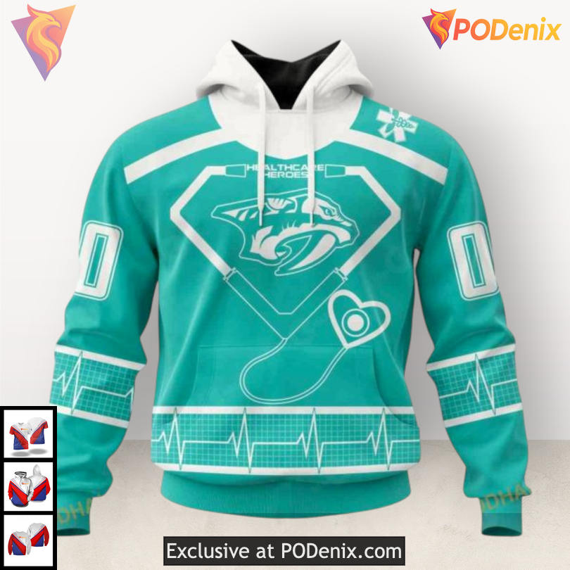 Healthcare Heroes Honoring Edition Custom Name Nashville Predators Hoodie 3D Healthcare Heroes Honoring Edition Custom Name Nashville Predators Hoodie 3D