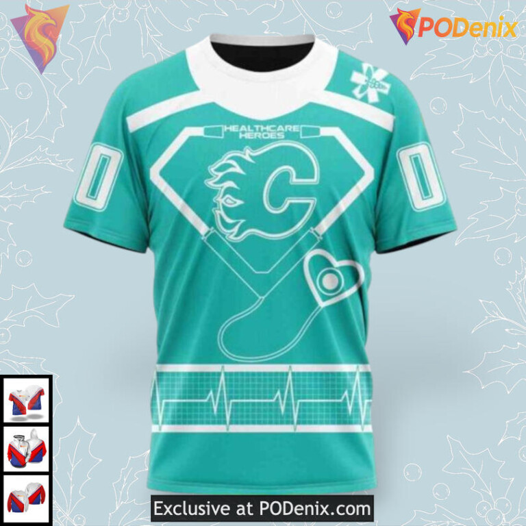 Healthcare Heroes Tribute Custom Calgary Flames Youth Hoodie 3D Design - 2