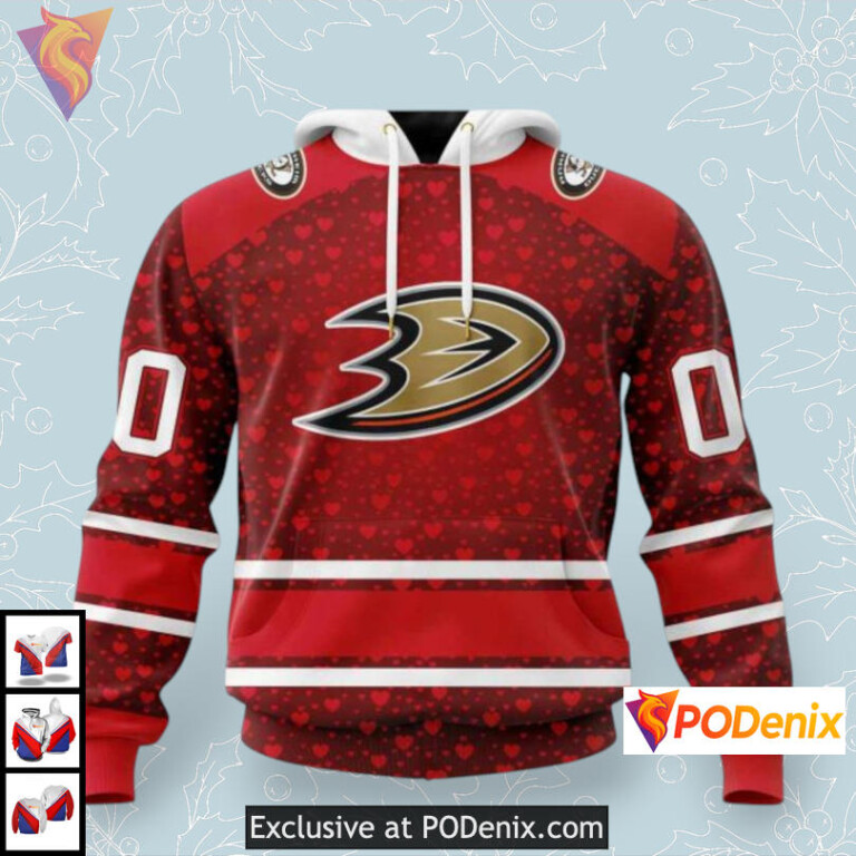 Heart Graphic Valentines Edition Anaheim Ducks 3D Hoodie Unique Gift Apparel