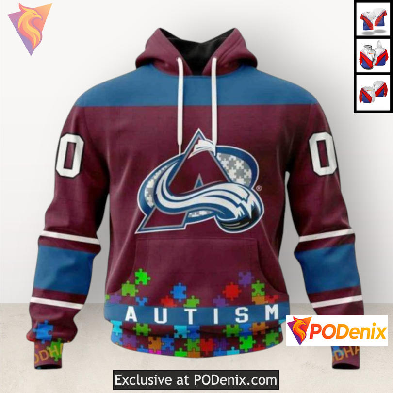 Hockey Fights Autism Unisex Edition Colorado Avalanche Unisex Hoodie Custom 3D Hockey Fights Autism Unisex Edition Colorado Avalanche Unisex Hoodie Custom 3D