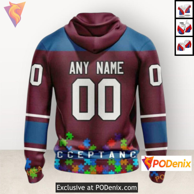 Hockey Fights Autism Unisex Edition Colorado Avalanche Unisex Hoodie Custom 3D - 1
