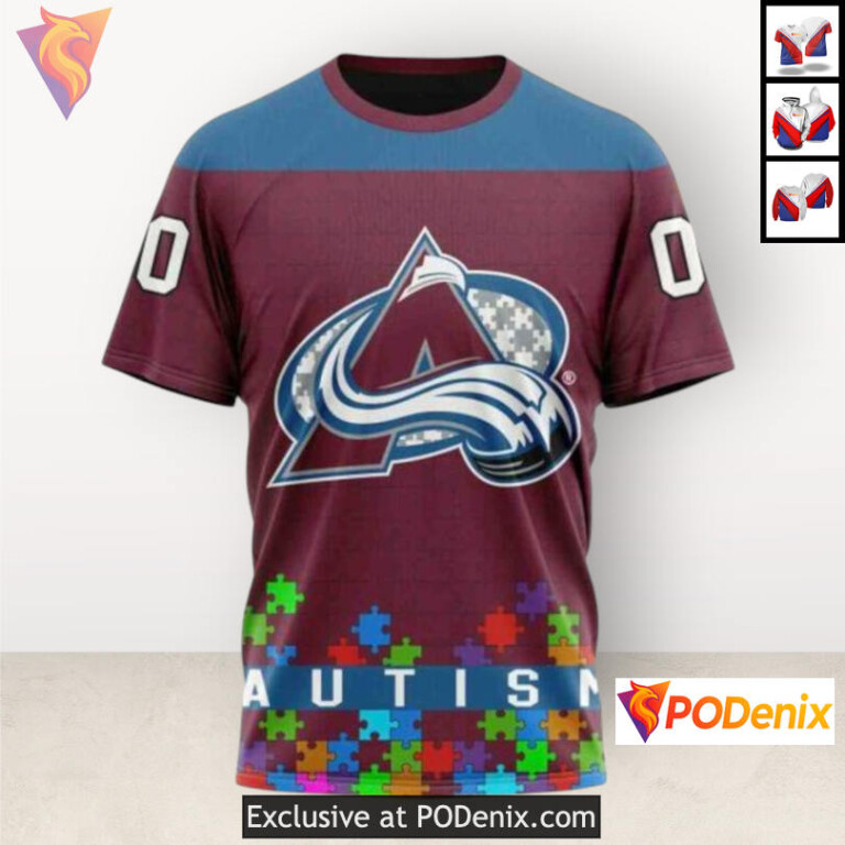 Hockey Fights Autism Unisex Edition Colorado Avalanche Unisex Hoodie Custom 3D - 2