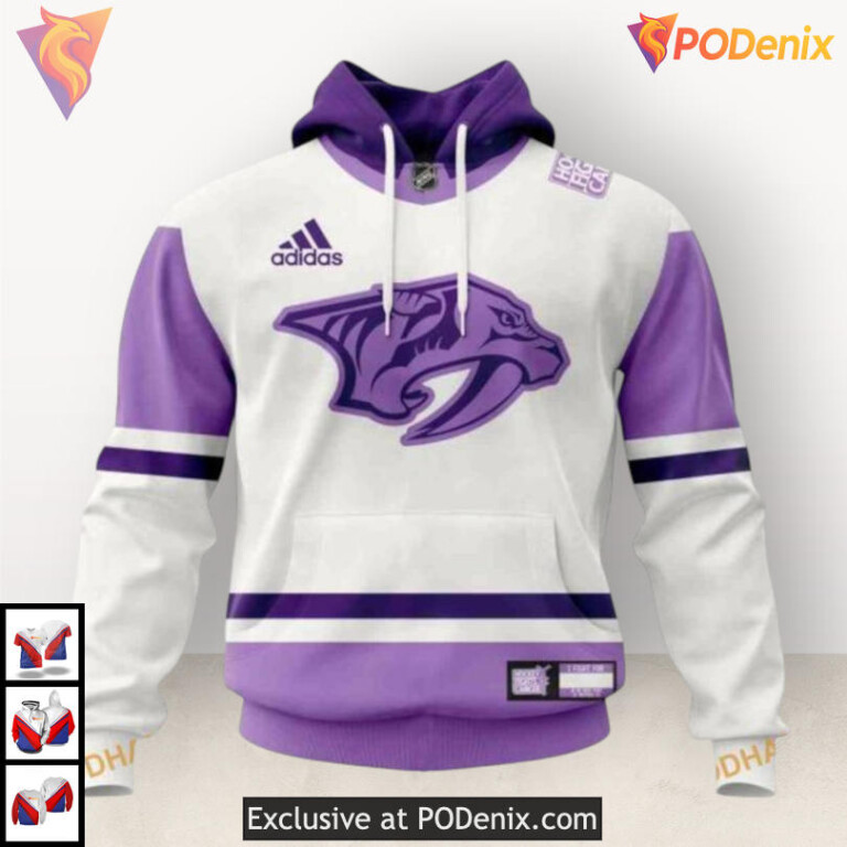 Hockey Fights Cancer 2025 Tribute Nashville Predators All Over Print Hoodie