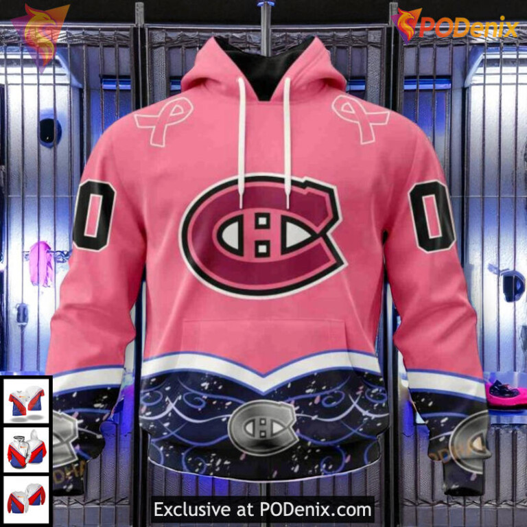 Hockey Fights Cancer Awareness NHL Montreal Canadiens Unisex Hoodie 3D