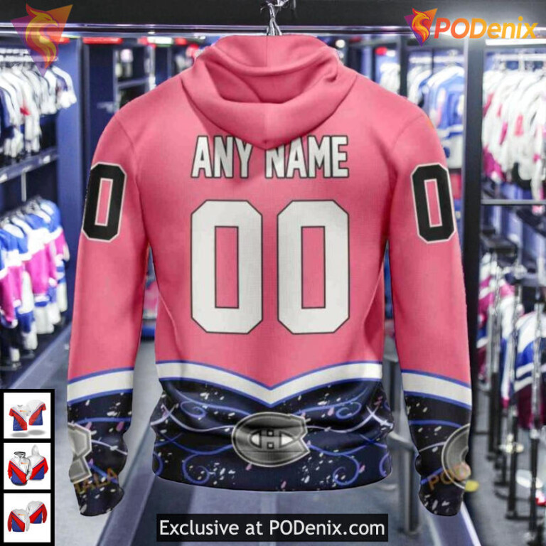 Hockey Fights Cancer Awareness NHL Montreal Canadiens Unisex Hoodie 3D - 2