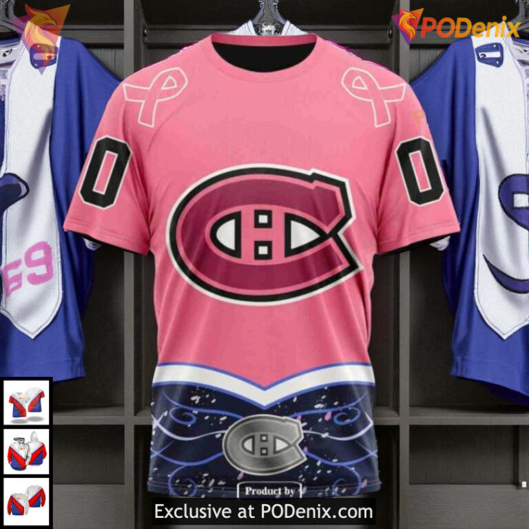Hockey Fights Cancer Awareness NHL Montreal Canadiens Unisex Hoodie 3D - 3