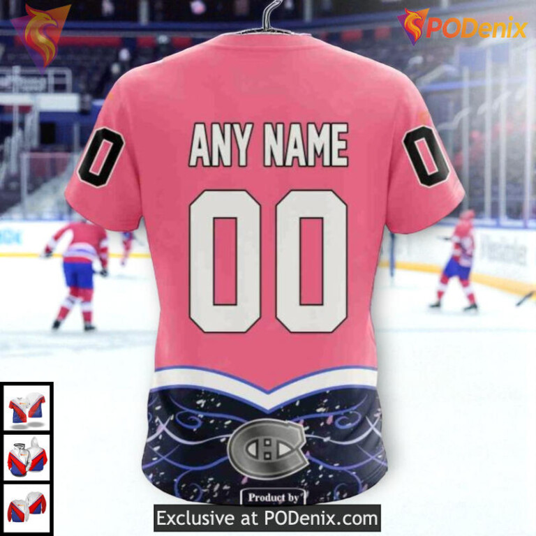 Hockey Fights Cancer Awareness NHL Montreal Canadiens Unisex Hoodie 3D - 4