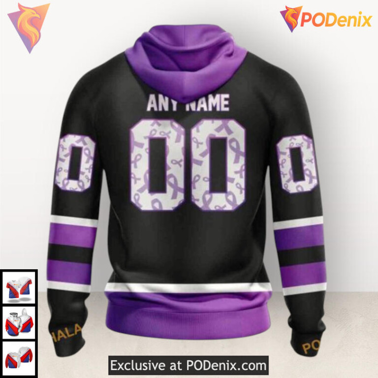 Hockey Fights Cancer Black Kits Nashville Predators Winter Hoodie Custom 3D - 1