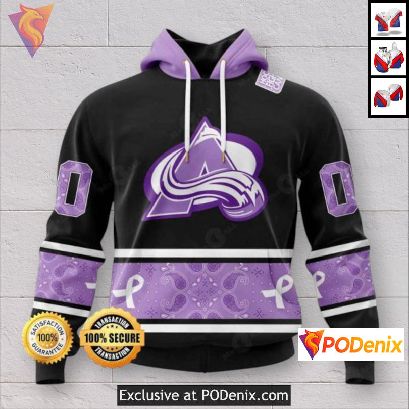 Hockey Fights Cancer Collection Colorado Avalanche Vintage Hoodie 3D Apparel