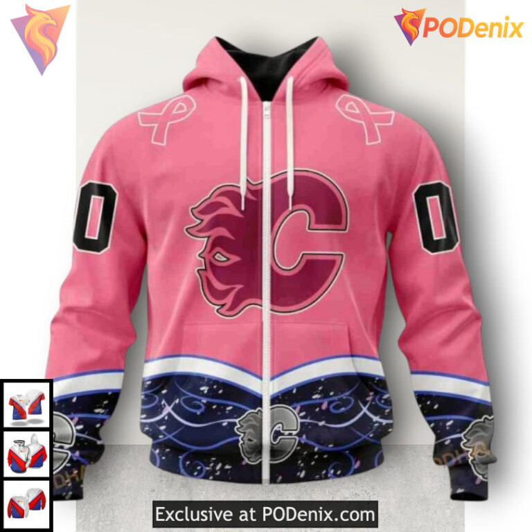Hockey Fights Cancer Edition Calgary Flames Christmas Hoodie 3D Apparel - 1