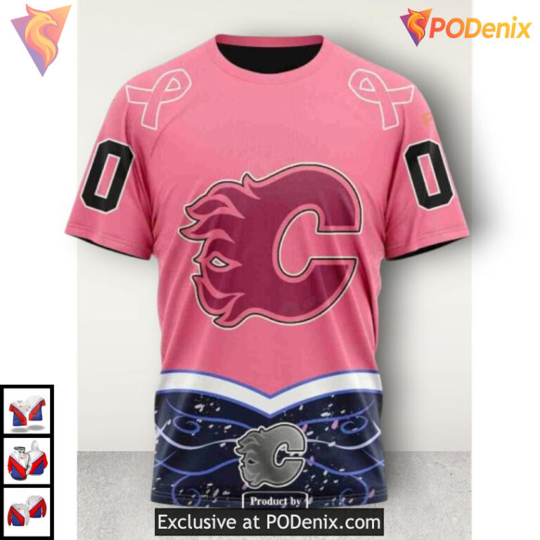 Hockey Fights Cancer Edition Calgary Flames Christmas Hoodie 3D Apparel - 3