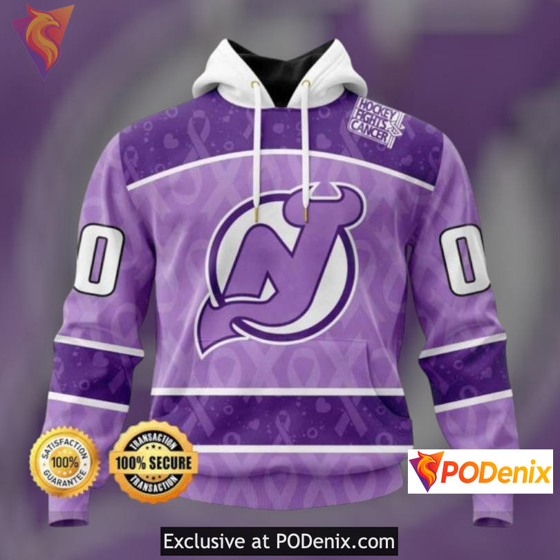 Hockey Fights Cancer Edition New Jersey Devils Womens Hoodie Lavender Style
