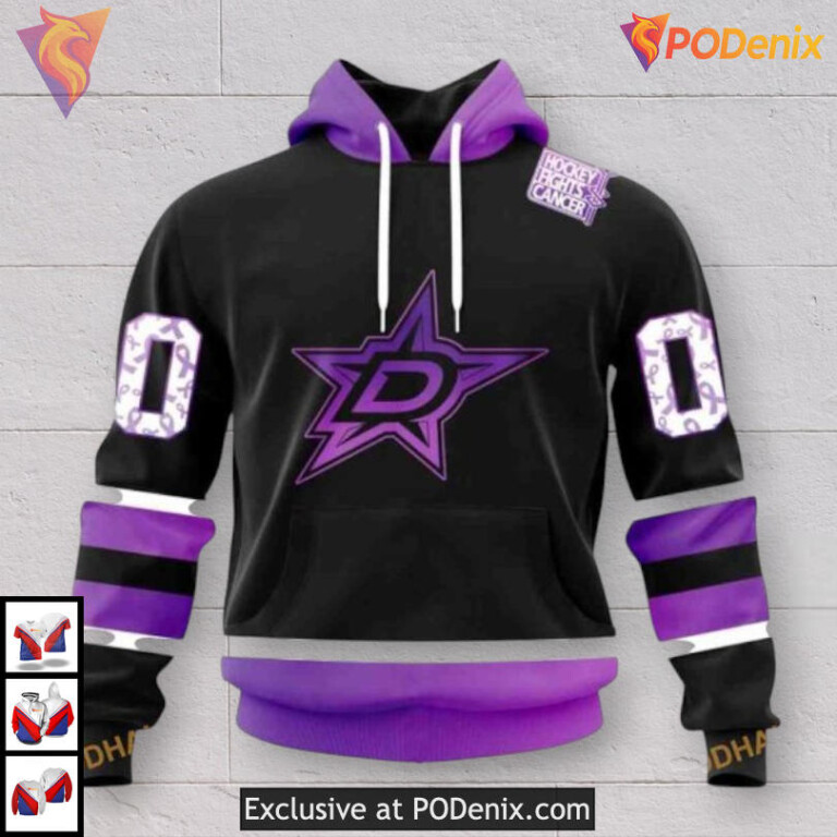 Hockey Fights Cancer Kits Dallas Stars Mens Hoodie Custom 3D