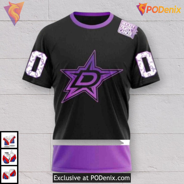 Hockey Fights Cancer Kits Dallas Stars Mens Hoodie Custom 3D - 2