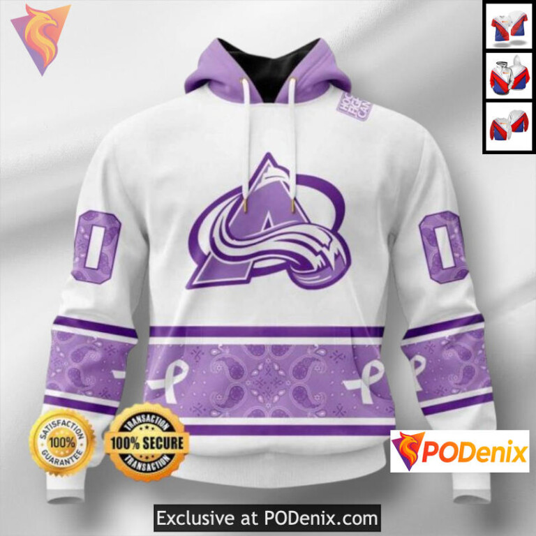 Hockey Fights Cancer Personalized Colorado Avalanche Mens Hoodie Custom Apparel
