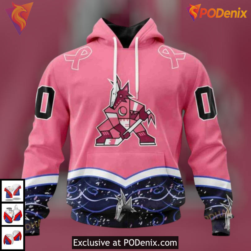 Hockey Fights Cancer Tribute Arizona Coyotes Womens Hoodie Custom Gear