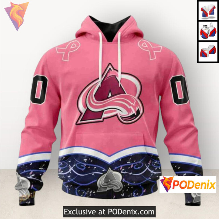 Hockey Fights Cancer Tribute Colorado Avalanche Winter Hoodie Sweatshirt 3D