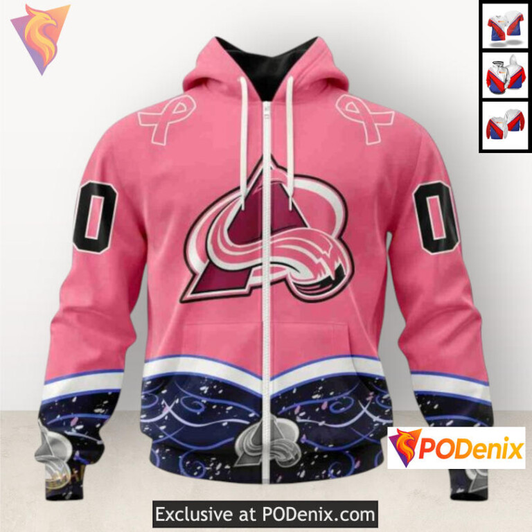 Hockey Fights Cancer Tribute Colorado Avalanche Winter Hoodie Sweatshirt 3D - 1