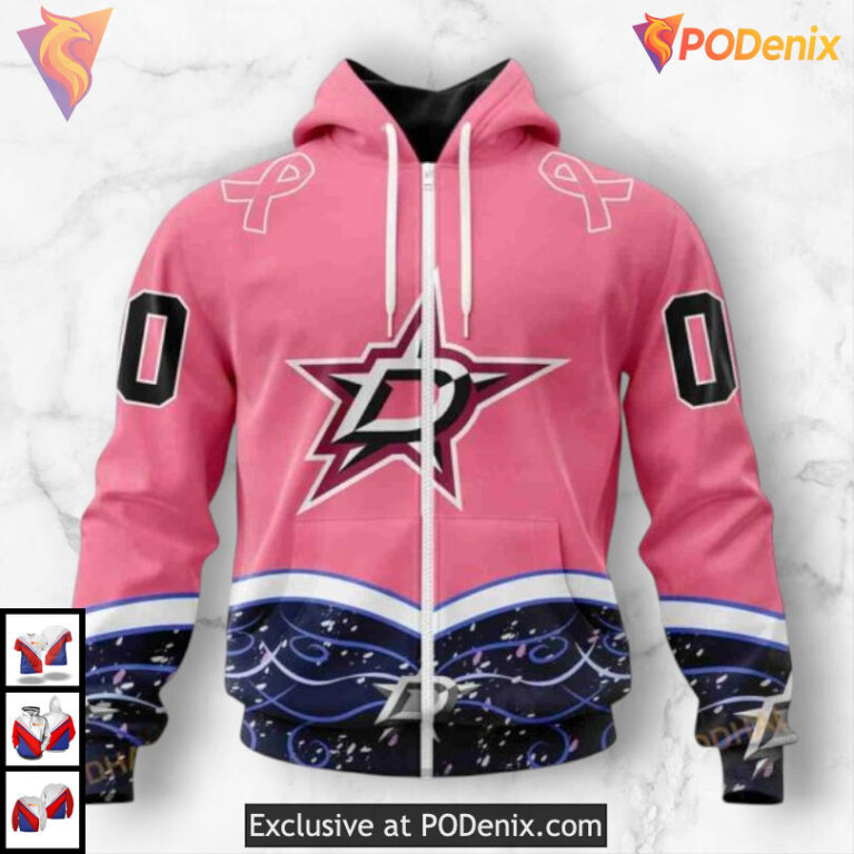 Hockey Fights Cancer Tribute Dallas Stars Hoodie 3D Custom 3D Sweatshirt - 1