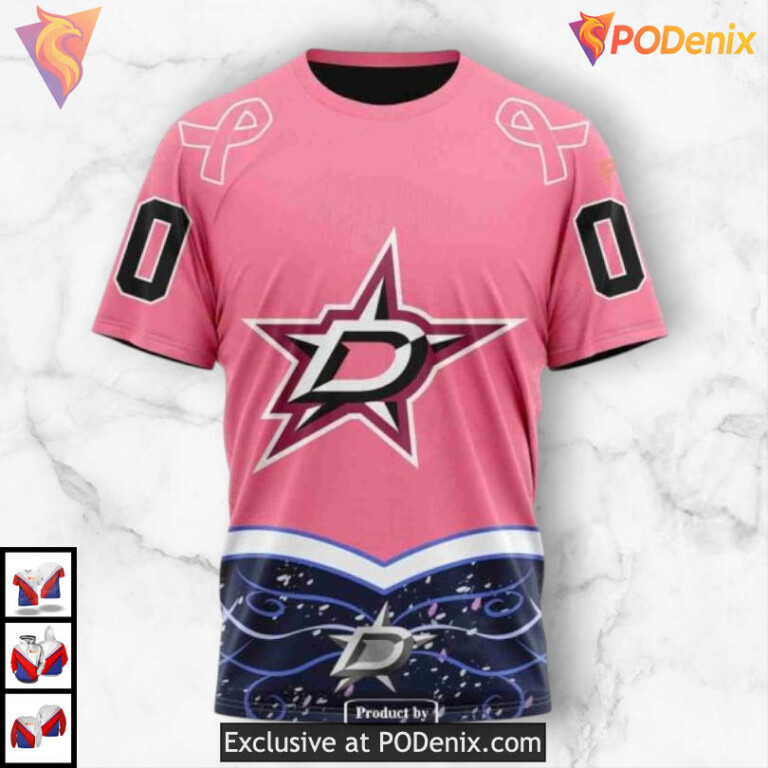 Hockey Fights Cancer Tribute Dallas Stars Hoodie 3D Custom 3D Sweatshirt - 3