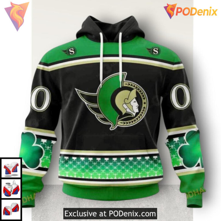 Hockey St Patricks Day Celebration NHL Vintage Ottawa Senators Hoodie 3D