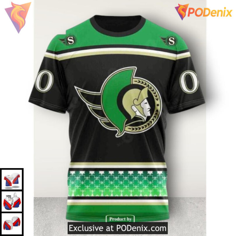 Hockey St Patricks Day Celebration NHL Vintage Ottawa Senators Hoodie 3D - 2