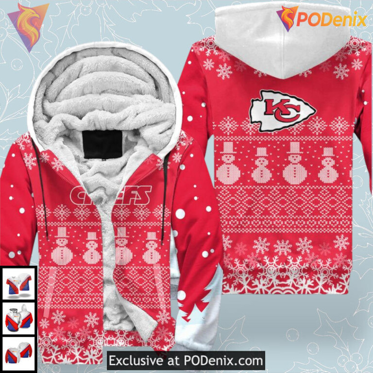 Holiday Pine Tree Graphic Kc Chiefs Hoodie Sweatshirt Custom Full Zip Design - 2