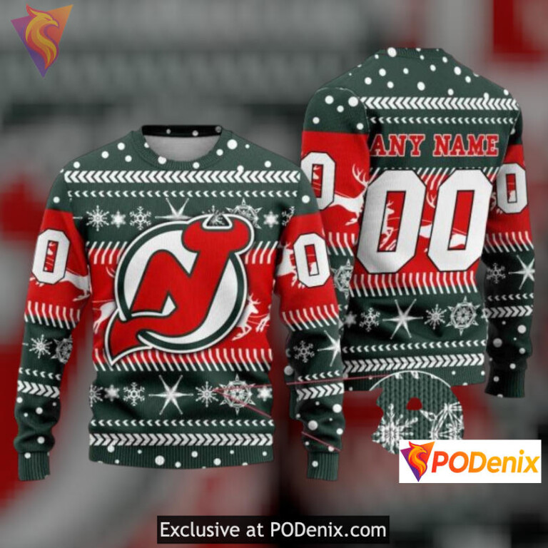 Holiday Ugly Christmas Style New Jersey Devils Mens Hoodie Custom Sweater 3D