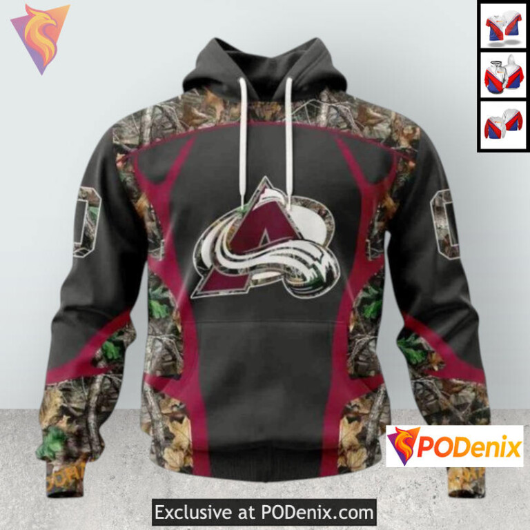 Hunting Camo Artwork Colorado Avalanche Zip Up Hoodie Custom Sweatshirt