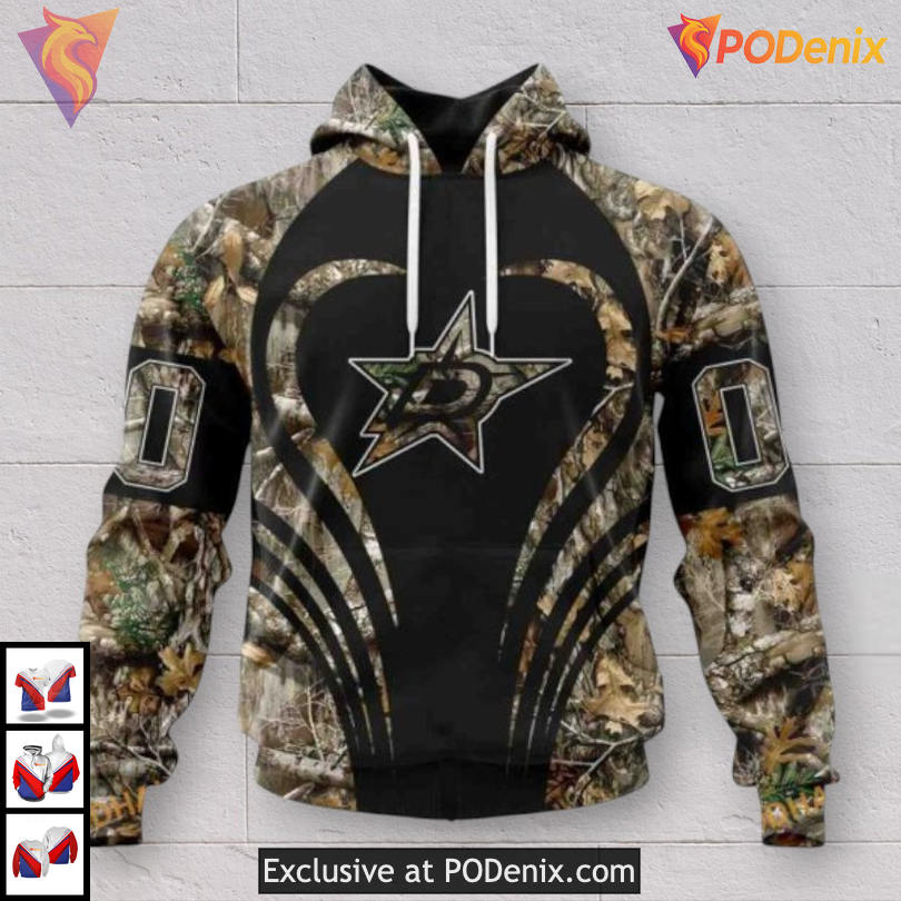 Hunting Camo Classic Style Dallas Stars Youth Hoodie Custom 3D Shirt