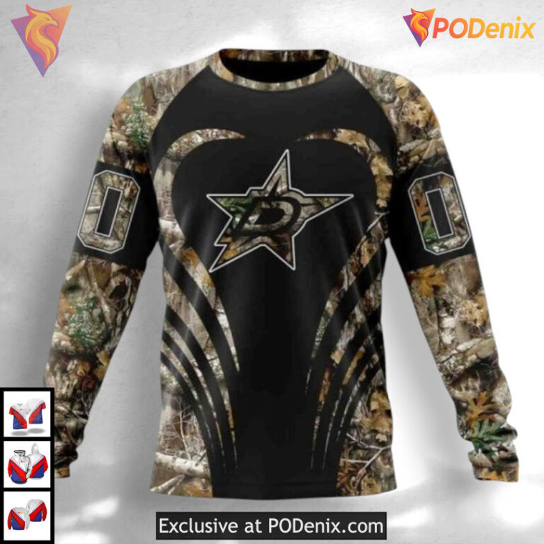 Hunting Camo Classic Style Dallas Stars Youth Hoodie Custom 3D Shirt - 2